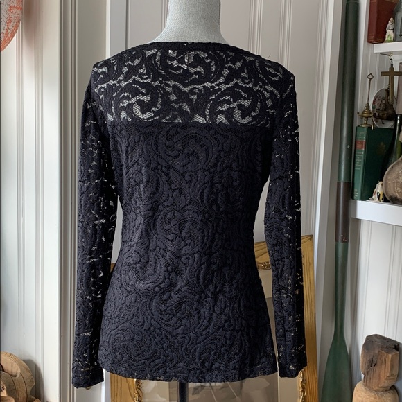 Cache lace top black long sleeve stretchy Victorian steampunk - Picture 7 of 14